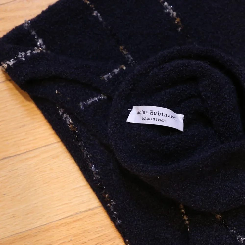 Vintage Amina Rubinacci navy blue Turtleneck Sleeveless Knit Top Sweater Vest - Picture 2 of 5